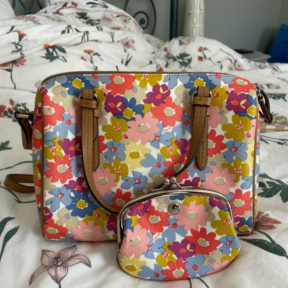 Coach crossbody floral purse